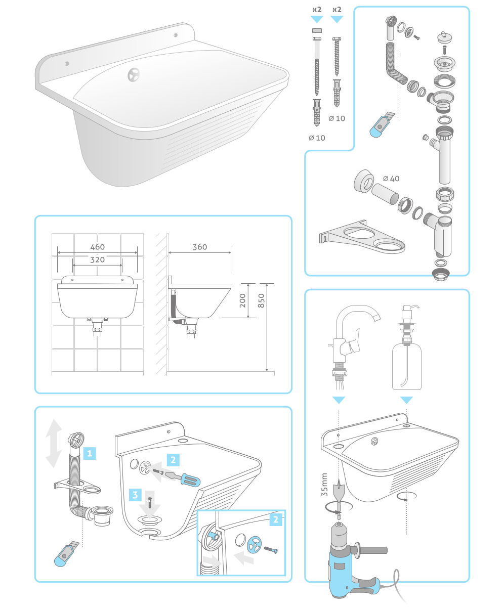 Zlew do prania eko rysunek